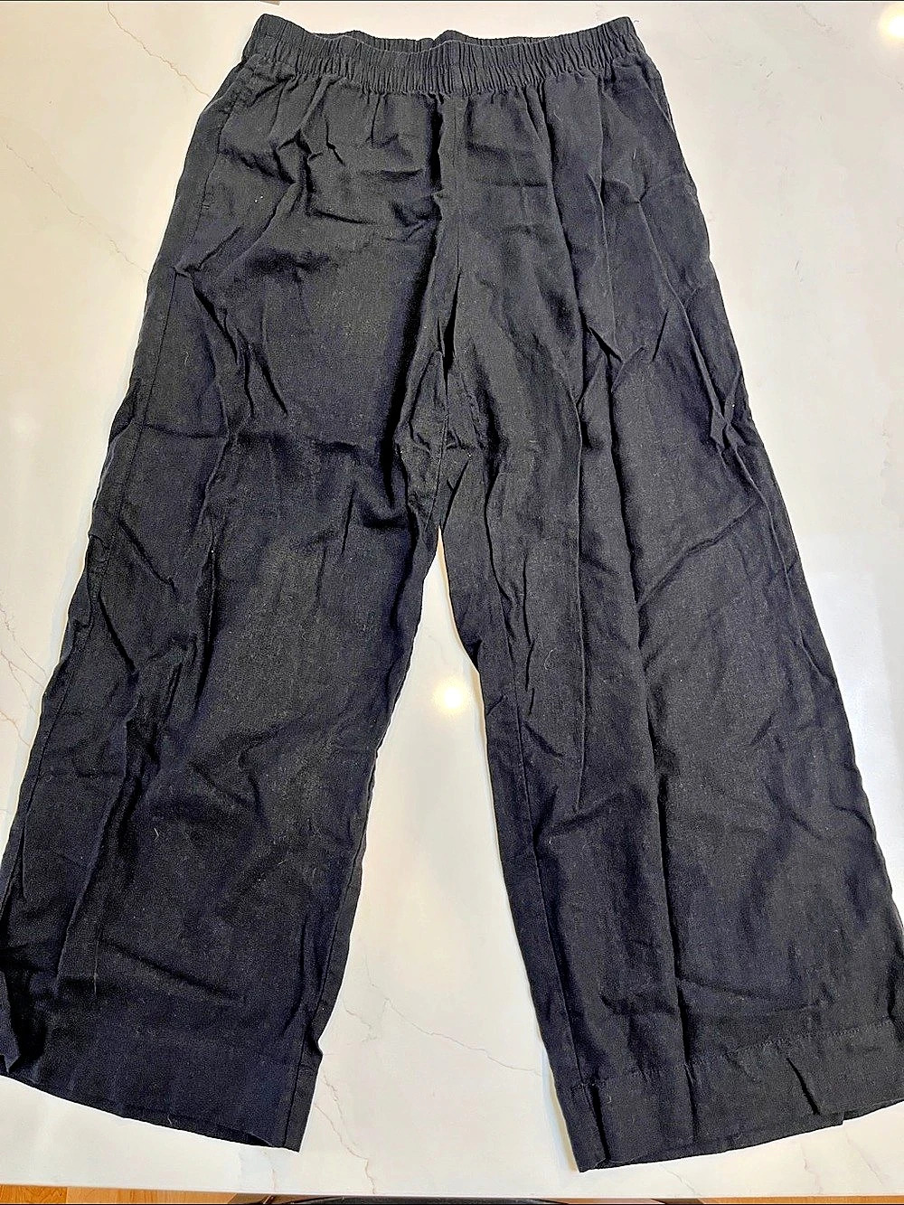 Old Navy High-Rise Super Wide-Leg Linen-Blend Pants Black Medium